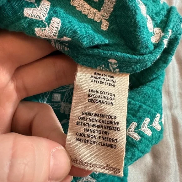 SOFT Surroundings Tropical Green JOLIE EMBROIDERED Cotton MIDI Dress PXL #1619 - Picture 7 of 12